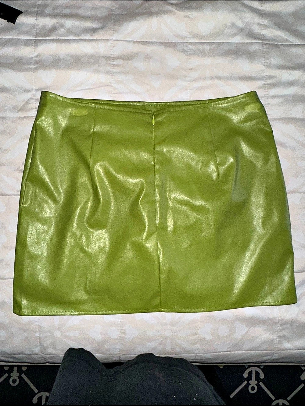 Fashion Nova Flame In Your Heart Skirt Faux Leather Mini Skirt Green Size Medium